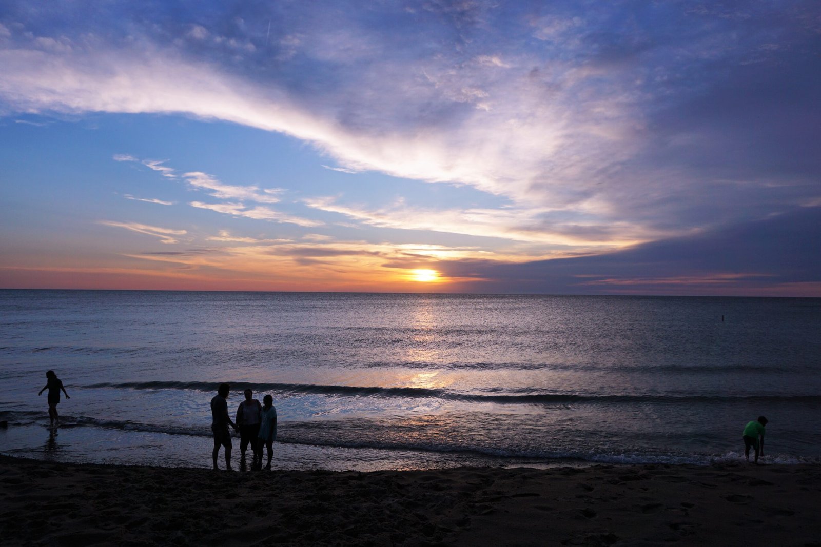 silver beach at sunset